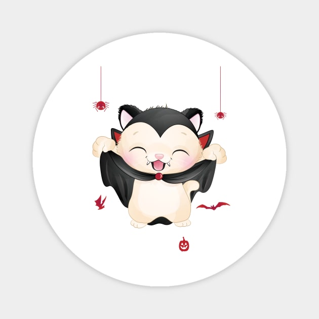 Cute Vampire Cat Halloween for Kitten lovers kids and adults Magnet by FunnyUSATees
